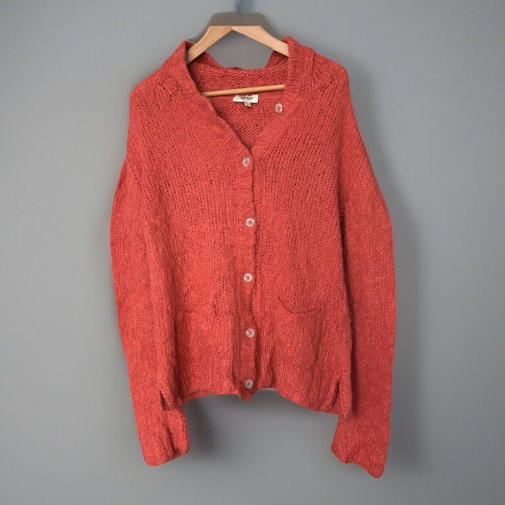 Augden New York Cardigan Sweater 100% Alpaca Hooded Knit Sz Small Slouchy Boho